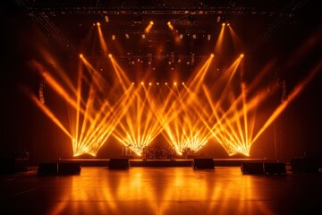 Fototapeta premium A concert stage illuminated by a row of spotlights