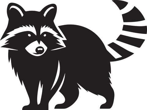 recommend clip art: Raccoon silhouette simple vector black and white full body