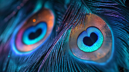 Obraz premium Peacock Feather Macro with Heart Shaped Eye