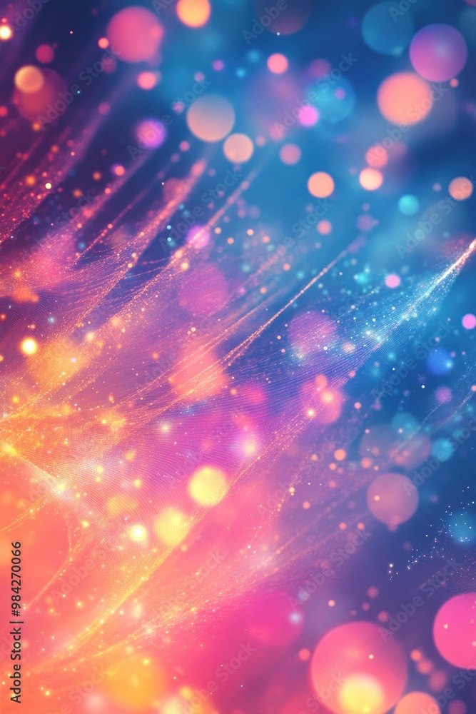 Poster vibrant abstract vintage background featuring shimmering elements in a line art style