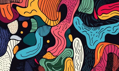 Abstract line art illustration featuring a diverse range of colors and designs