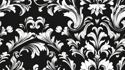 Raster design featuring black and white elements suitable for greeting or business cards and invitations Vintage scrolls for ornate decor in a Victorian style Retro seamless pattern