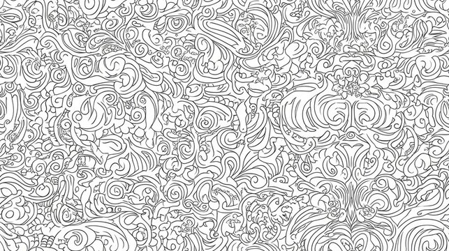 Tracery binary monochrome pattern Mehendi inspired carpet design Neat even harmonious and calming doodle texture Seamless and discreet with an ambitious and bracing curved mehndi doodle