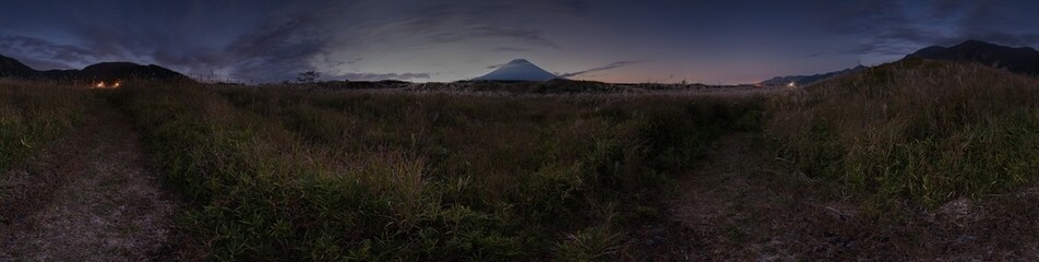 ススキの夜パノラマ