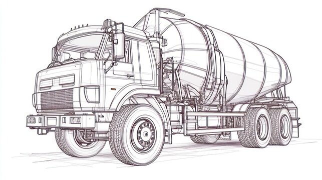 recommend clip art: Line art illustration of a cement mixer truck.