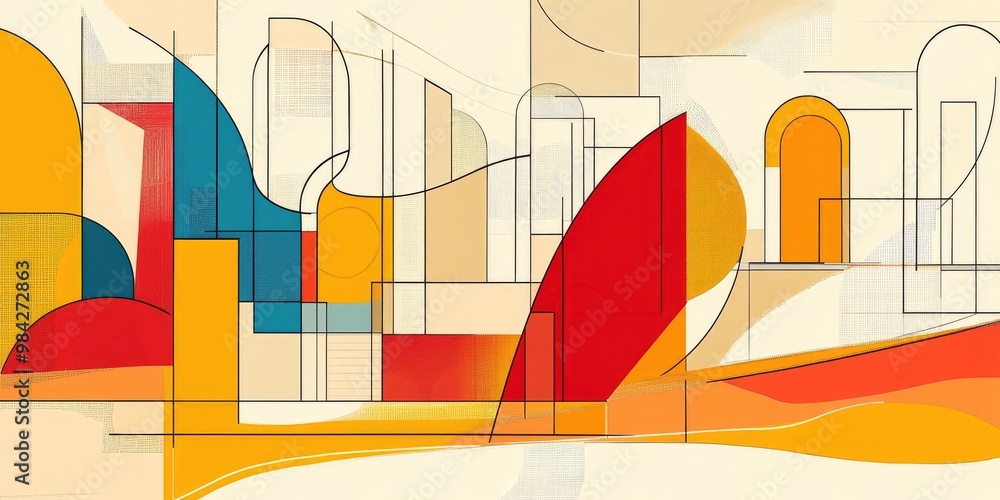 Poster abstract structure background in line art illustration urban graphic design with digital line art el
