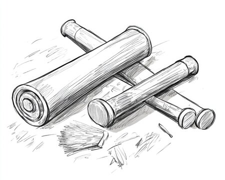 recommend clip art: Line art depiction of three dimensional roller brushes