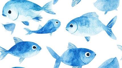 Obraz premium Watercolor pattern featuring fish
