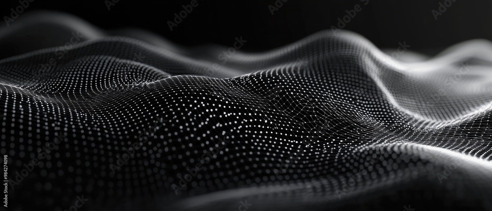 Aufkleber line art illustration of a dynamic black hexagonal wave futuristic honeycomb design representation o
