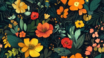 Floral and botanical pattern illustration