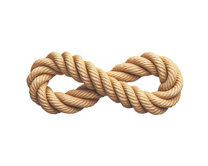A single rope knot is isolated on the transform background.