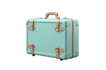 Travel suitcase on transparent background. PNG. Cut out. Travel related themes. Travel departure. Holidays. Travel agency. Travel news. Image for graphic designer. Image for flyers. Image for website.