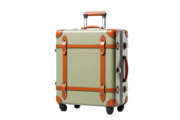 Travel suitcase on transparent background. PNG. Cut out. Travel related themes. Travel departure. Holidays. Travel agency. Travel news. Image for graphic designer. Image for flyers. Image for website.