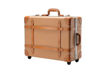 Travel suitcase on transparent background. PNG. Cut out. Travel related themes. Travel departure. Holidays. Travel agency. Travel news. Image for graphic designer. Image for flyers. Image for website.