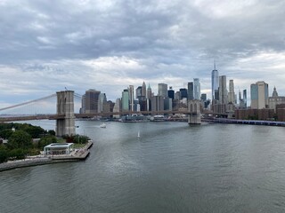 New York City, USA - SEP 18 2023: Skyline of New York City with view from Manhattan bridge