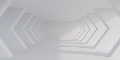 Empty  white space interior with sunlight and shadow, 3d rendering