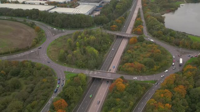 Busy Motorway Aerial view