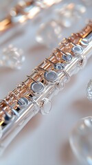 Fototapeta premium Flute in High-Resolution Image with Photorealistic Detailing of Silver Body and Keys