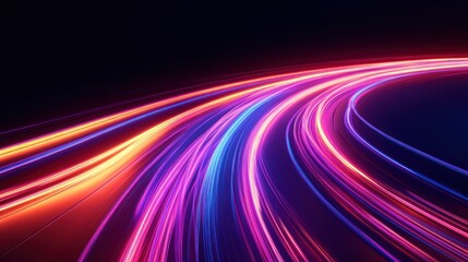 Abstract light trails in a dark background, depicting movement, speed and energy.