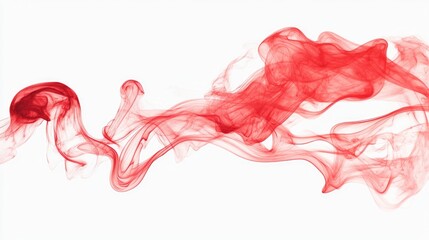 Line art illustration of swirling red smoke on a white background featuring abstract fire smoke and dynamic movement of red ink