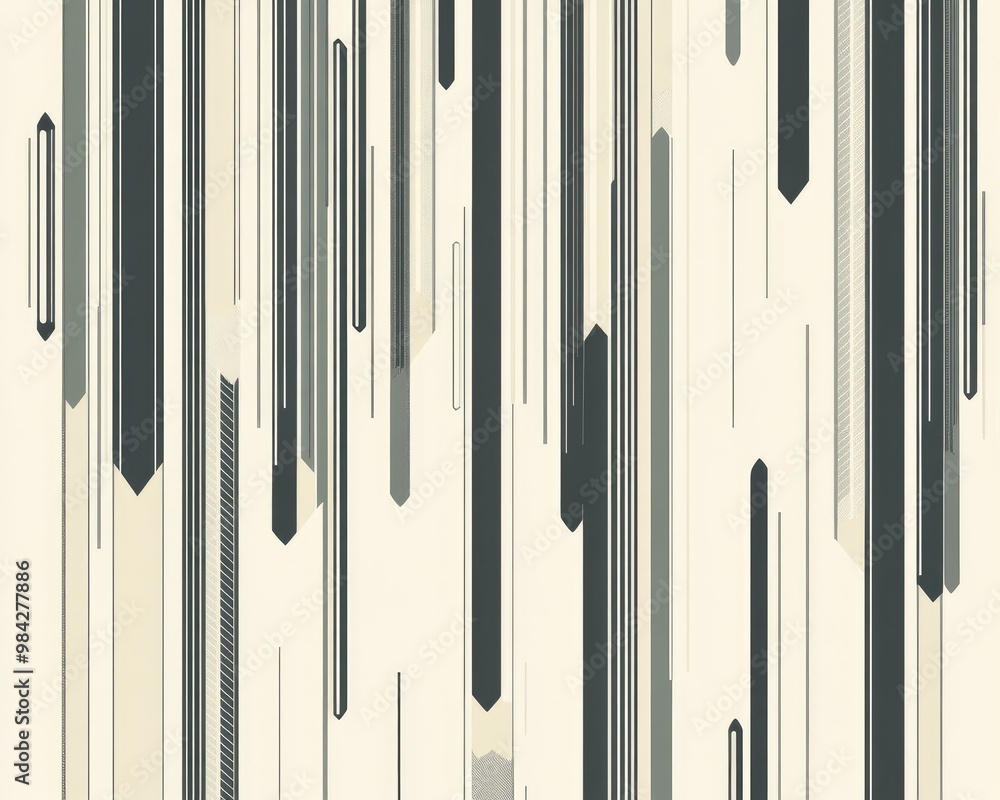 Poster abstract geometric vertical pattern with grey lines in line art style