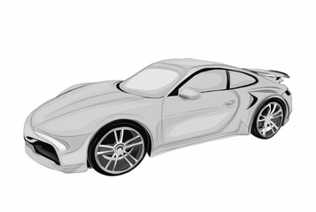 image of a grey sports car on a white background