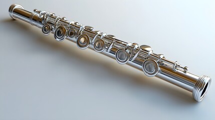 Fototapeta premium High-Resolution Flute Image with Detailed Close-Up of Embouchure Hole and Polished Keys