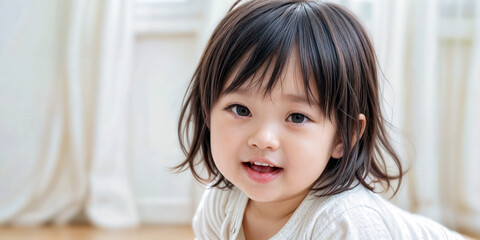 close-up Asian baby girl.
