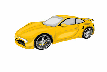 yellow sports car image on white background