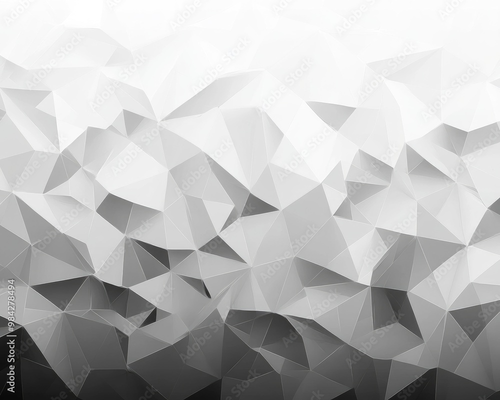 Poster abstract line art illustration featuring a gradient of large to small grey triangles suitable for us