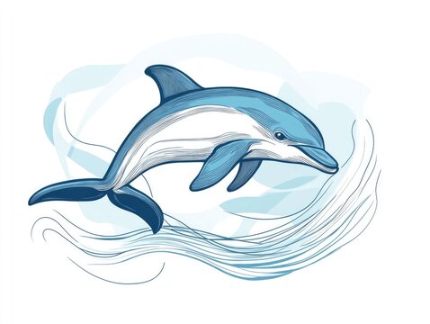 recommend clip art: Adorable line art featuring a dolphin