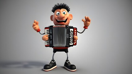 A small, compact accordion character with a lot of energy. Despite his small size, he creates big, booming sounds, and he’s always bouncing around. His bellows move quickly.