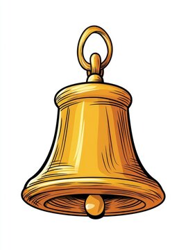 recommend clip art: Cartoon illustration of a bell in line art style raster format