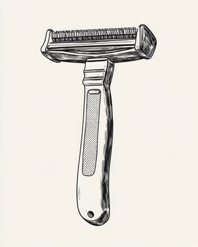 recommend clip art: Line art illustration of a cartoon style folding razor