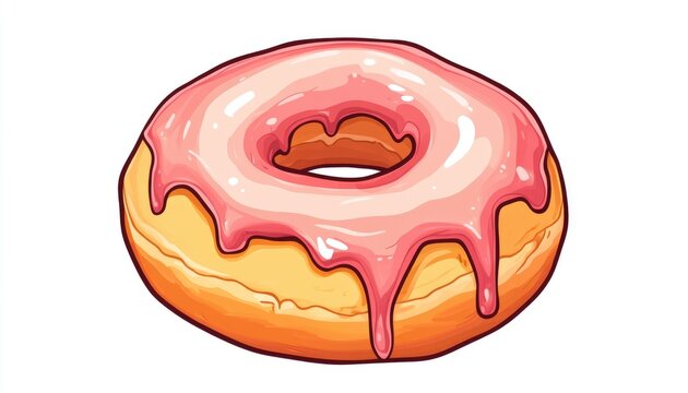 recommend clip art: Line art illustration featuring a warm gradient design of a cartoon style iced donut