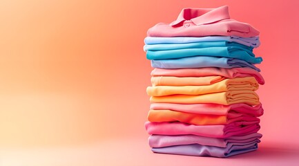 Vivid Stack of Colorful Fashion Textiles: Close-Up of Multi-Colored Garments