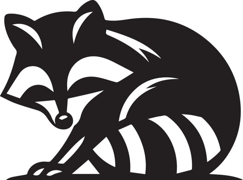 recommend clip art: Raccoon silhouette simple vector black and white full body