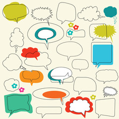 speech bubble set, line art drawing