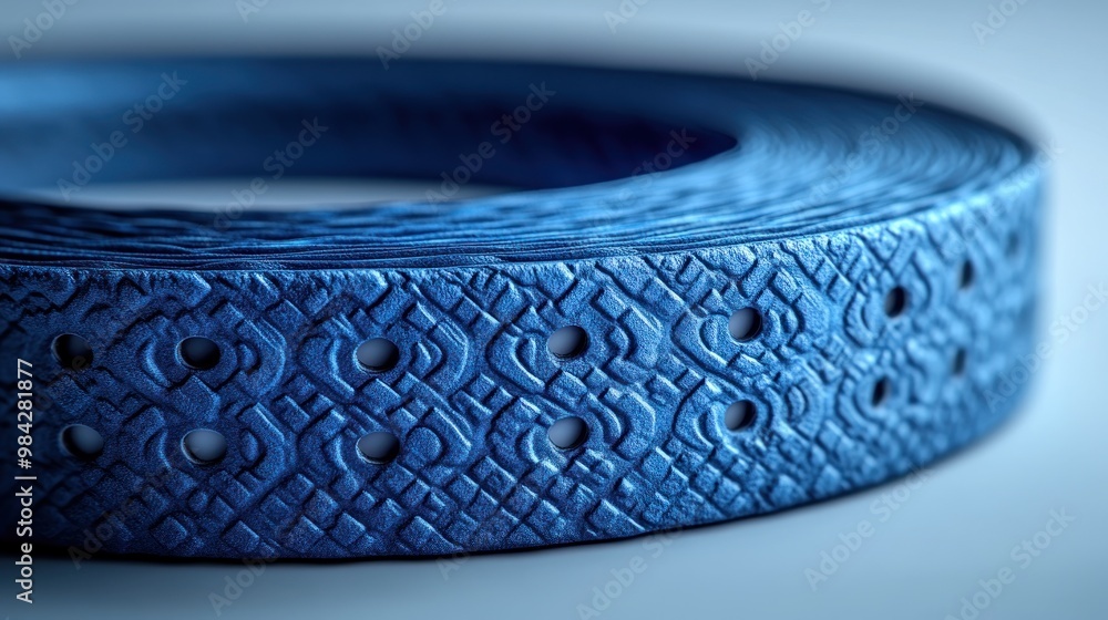 Poster a close-up of a textured blue object with intricate patterns.