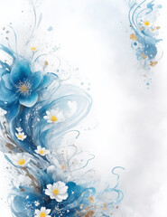 abstract floral background - abstract light blue floral background with flowers - Generative AI