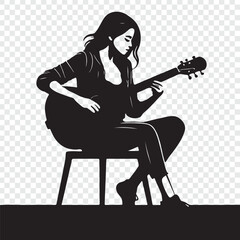 Naklejka premium a woman playing a guitar on a chair.