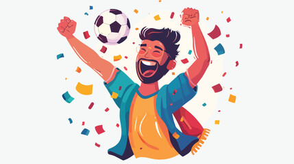 Football Fan Flat Vector Illustration