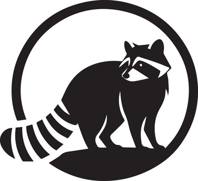 recommend clip art: Raccoon silhouette simple vector black and white full body