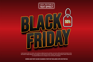 Editable text effect - 3d Black Friday Sale template style modern premium vector