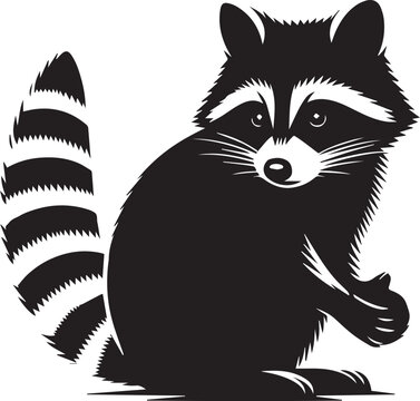 recommend clip art: Raccoon silhouette simple vector black and white full body