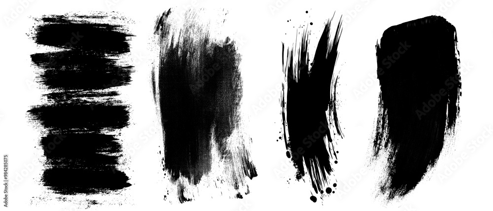 Poster the image features bold, black brushstrokes with varying textures and shapes, perfect for modern abs