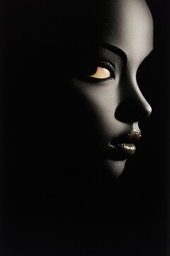 Portrait artistique en clair-obscur d'une femme avec regard myst&eacute;rieux