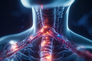 A 3D image illustrating a collapsed airway caused by muscle relaxation during sleep apnea