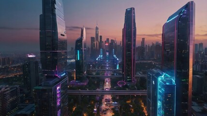 downtown city at night