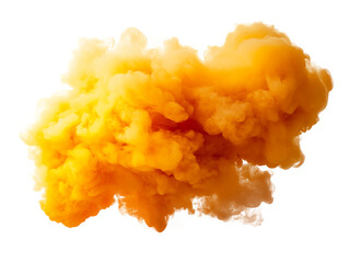 A vibrant orange smoke cloud emerges against transparent background, showcasing its dynamic...